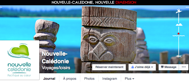 Capture d’écran de la couverture Facebook de Nouvelle-Calédonie Tourisme